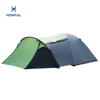 PU3000mm All-weather Waterproof 4-person Camping Tunnel Tent