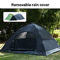 PU3000mm All-weather Waterproof 4-person Camping Tunnel Tent - 60I24F