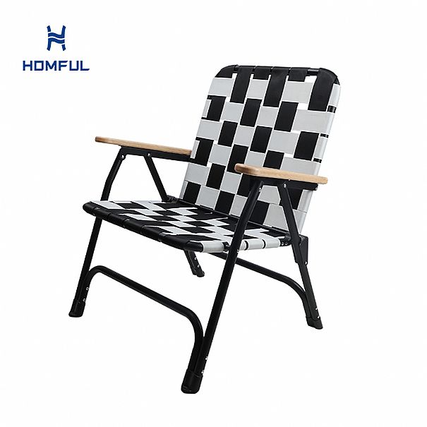 Nylon Strap Folding Chair with Armrest