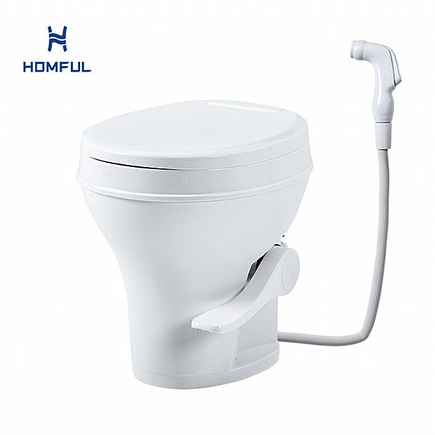 Inodoro RV de cisterna recta con pistola de agua