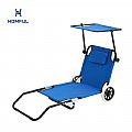 2-in-1 Rolling Folding Beach Chair with Wheels & Sunshade Canopy - 60C27H