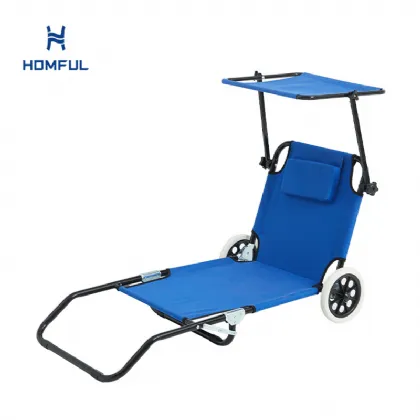 2-in-1 Rolling Folding Beach Chair with Wheels & Sunshade...
