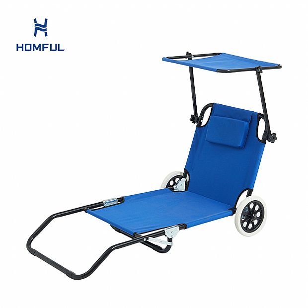 2-in-1 Rolling Folding Beach Chair with Wheels & Sunshade Canopy