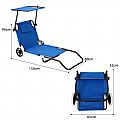 2-in-1 Rolling Folding Beach Chair with Wheels & Sunshade Canopy - 60C27H