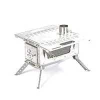 La estufa de la tienda de campaña incluye tubos de chimenea de acero inoxidable