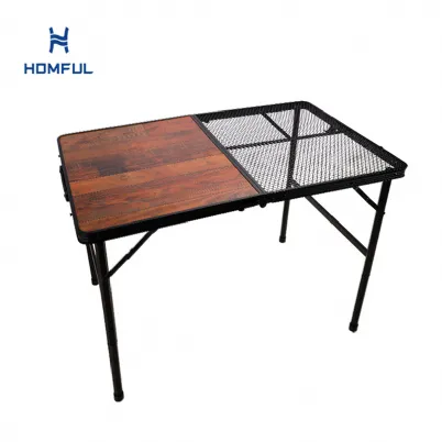 Folding Table with Replaceable MDF and Steel Mesh Desktop