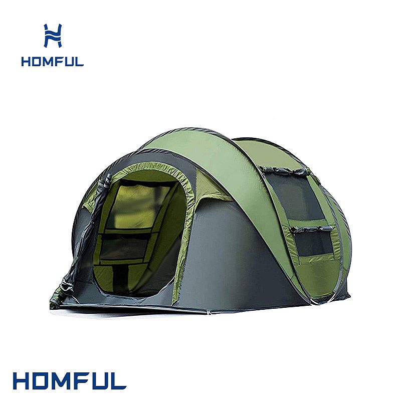 Tienda de Campaña Familiar 6 Personas Tienda Camping Impermeable PU3000 mm  con 3 Puertas 6 Ventanas