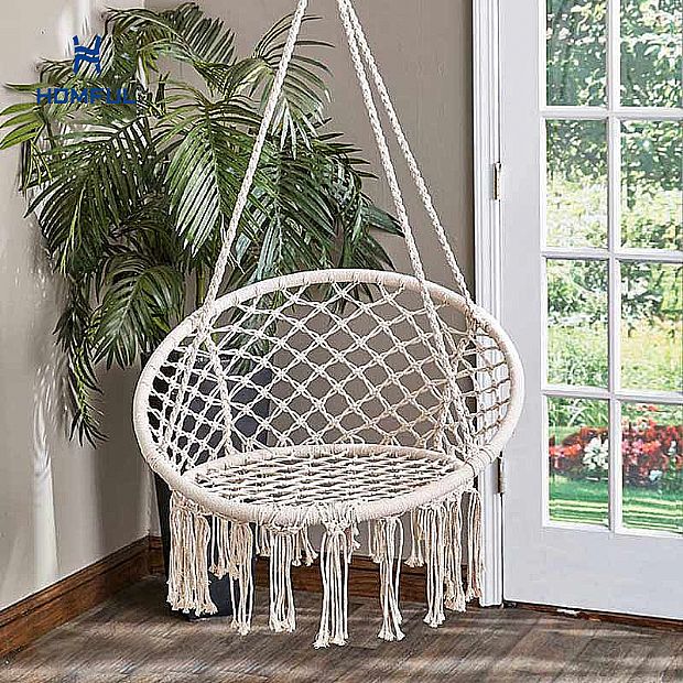 Silla y accesorios hamaca macramé para exteriores
