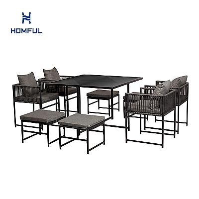 Juego de 9 sillas y mesa de comedor de...