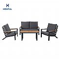 Conjunto de sofás de aluminio para exterior de 4 piezas en color negro - 11C11F