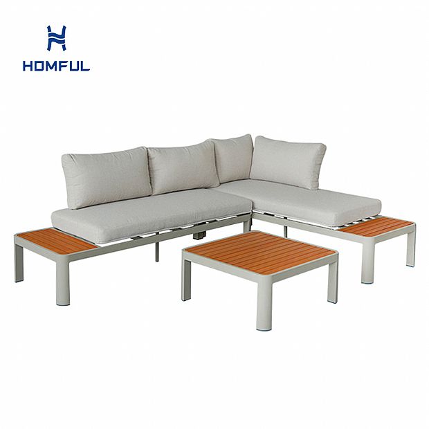 Conjunto de sofá de esquina para exterior con respaldo ajustable y sofá de dos plazas