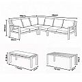 Conjunto de sofá esquinero de aluminio para patio exterior con mesa de centro y reposapiés - 11C12A