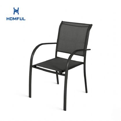 Outdoor Stackable Aluminum Dining Chair with Armrests and...