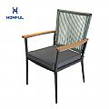 Outdoor Aluminum Alloy Frame Dining Chair with 5cm Thick Seat Cushion - 11D27G