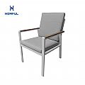 Outdoor WPC Armrest Aluminum Alloy Dining Chair with Cushion - 11D27J