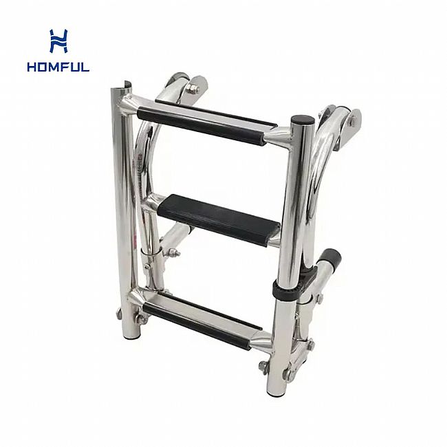 Escalera de acero inoxidable para barcos de 3 peldaños