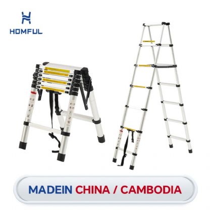 Escalera telescópica de aluminio con estructura en forma de...