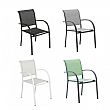 Stapelbarer Aluminium-Esszimmerstuhl für den Außenbereich mit Armlehnen und Sitzfläche aus Gurtband - 11D11K