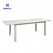 White Aluminum Extendable Patio Dining Table for 6-8 People - 11D26D