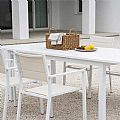 White Aluminum Extendable Patio Dining Table for 6-8 People - 11D26D