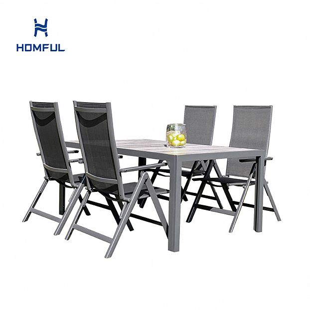 5-teiliges Garten-Essmöbel-Set aus Aluminium