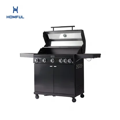 Black Outdoor Stainless Steel Gas Grill