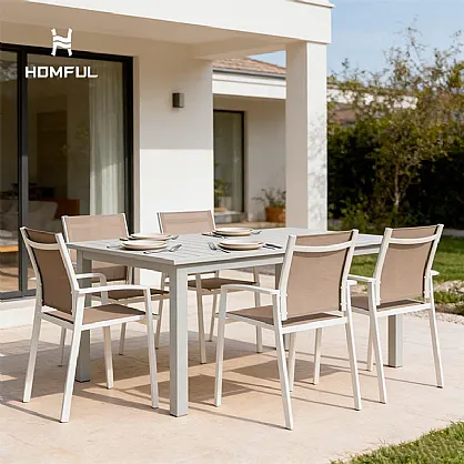 Silla de comedor de aluminio con asiento...