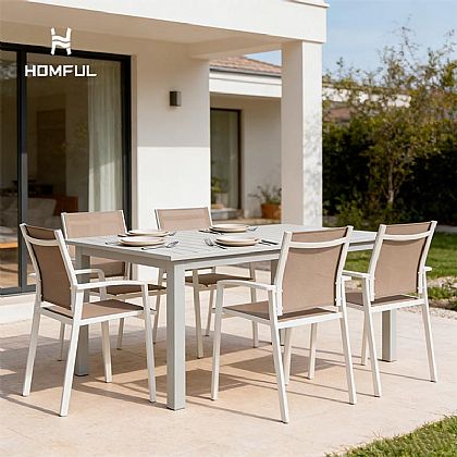 Silla de comedor de aluminio con asiento...