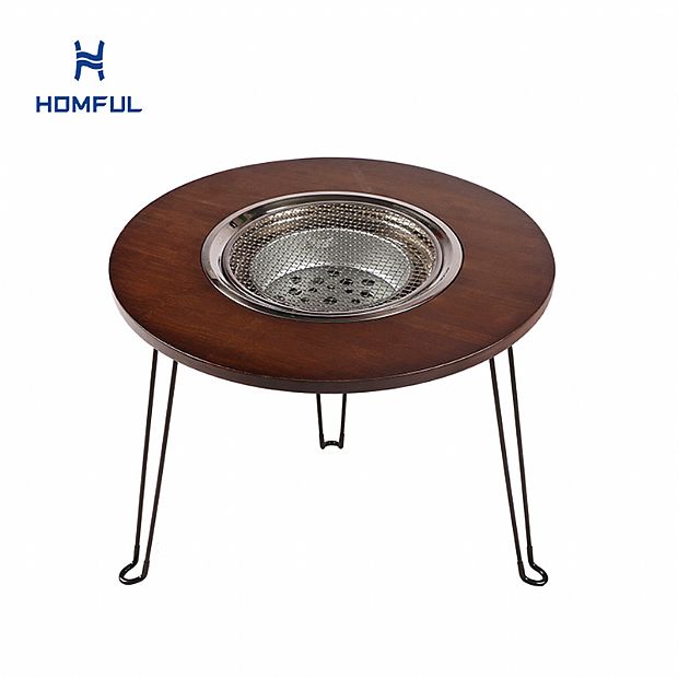 Mesa de camping de té de barbacoa de carbón