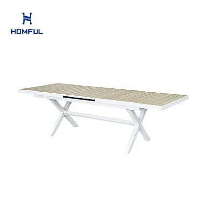 Mesa de comedor extensible de aluminio para jardín y patio