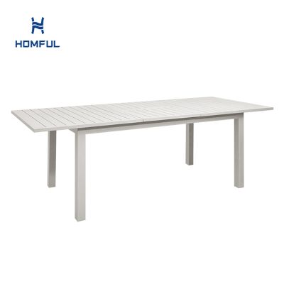 Mesa de comedor extensible de aluminio blanco para 6-8...