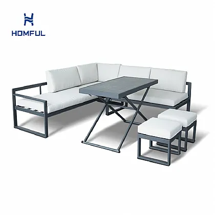 Ecksofa mit höhenverstellbarem Tisch