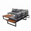 Ecksofa-Set für den Außenbereich mit verstellbarer Rückenlehne und Beistelltischen in Holzoptik - 11C03E