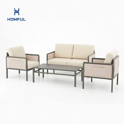 4-teiliges Gartenmöbel-Set mit Glastisch