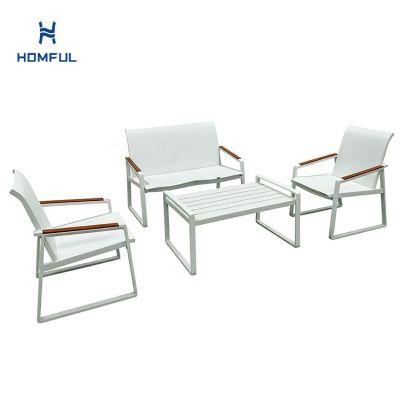 Weißes 4-teiliges Outdoor-Sofa-Set aus Aluminium