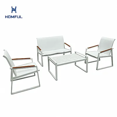 Weißes 4-teiliges Outdoor-Sofa-Set aus Aluminium