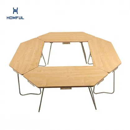 Mesa plegable portátil de madera para acampar