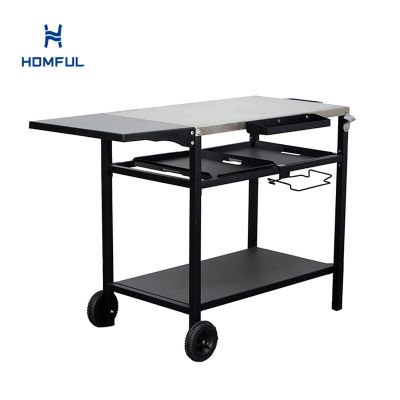 Iron Outdoor Kitchen with Two Wheels