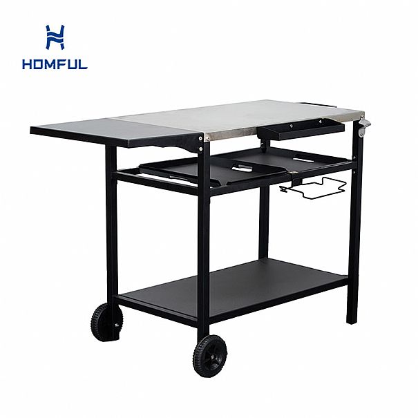Iron Outdoor Kitchen with Two Wheels