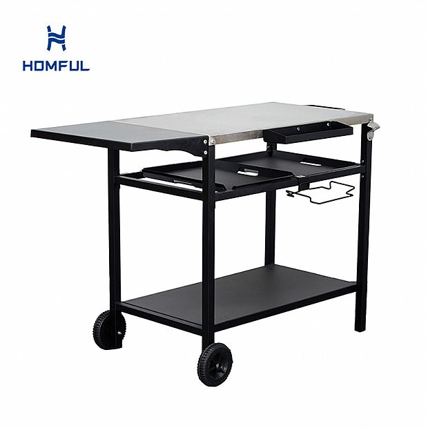 Iron Outdoor Kitchen with Two Wheels
