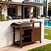 Patio Serving Cart Outdoor Kitchen Dining Trolley with Spice Rack - 11D28N