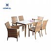7 Pieces Rattan Dining Table and Chairs Set - 10D01H