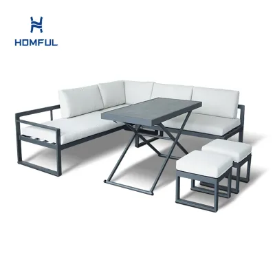 Corner Sofa with Adjustable Height Table