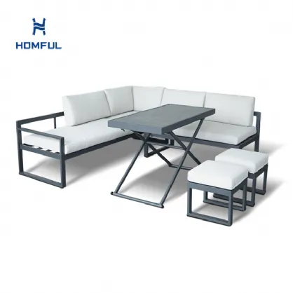 Corner Sofa with Adjustable Height Table
