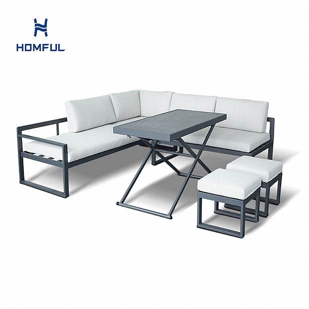 Corner Sofa with Adjustable Height Table