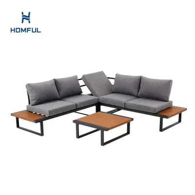 Outdoor Corner Sofa Set with Adjustable Backrest and...