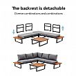 Outdoor Corner Sofa Set with Adjustable Backrest and Wood-Look Side Tables - 11C03E