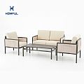 4 Pieces Outdoor Furniture Set with Glass Table - 11C03H
