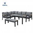 Outdoor Patio Aluminum Corner Sofa Set with a Coffee Table and Footstool - 11C12A