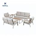 Wholesale 6-piece Outdoor Powder-coated Aluminum Patio Sofa Set with WPC Slat Table - 11C12C